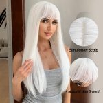 Hosszú fehér szintetikus paróka