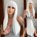 Hosszú fehér szintetikus paróka