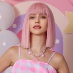 Szintetikus női paróka pink