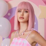 Szintetikus női paróka pink